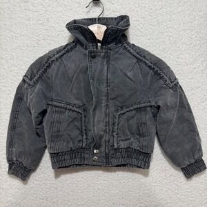 Eagles Ridge Kids Sz S Black Gray Fade Wash Bomber Jacket Flag (Carhartt Look)